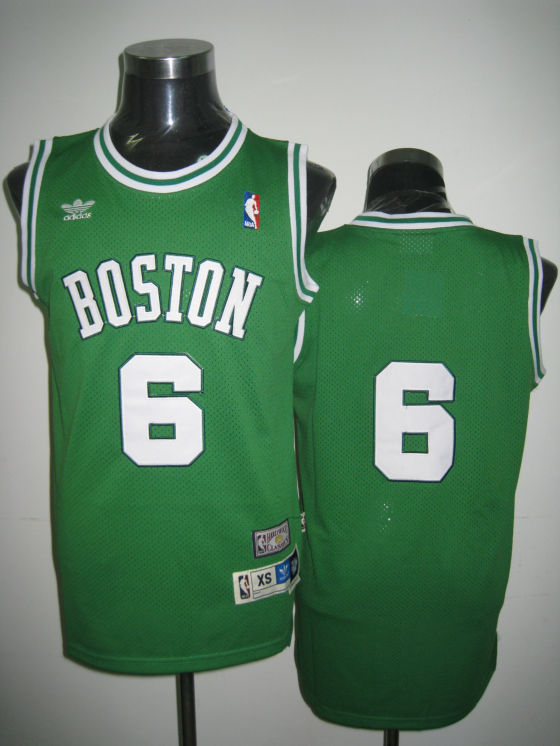 NBA Boston Celtics 6 Bill Russell Authentic Road Green Jersey